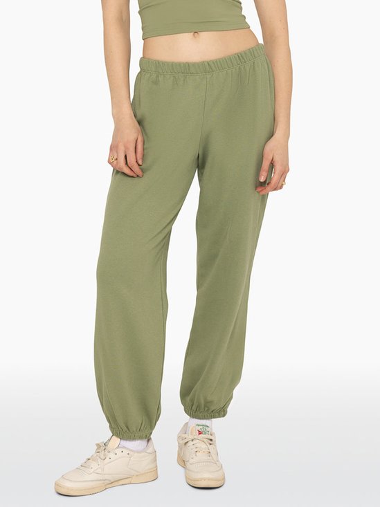 Casual Loose Plain Ankle Banded Sweatpants