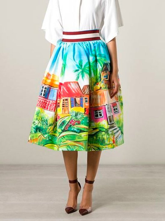 Printing Painting Urban Regular Fit Skirt