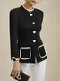 Daily Urban Pockets Buttoned uttoned Crew Neck Jacket