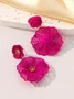 Fashionable Metallic Hollow Out Flower Petals Dangle Earrings